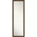 17" x 51" Regis Narrow Framed Full Length Mirror, Light Brown - Amanti Art: Door/Wall Mount, Wood Frame