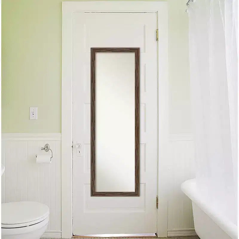 Specchio a figura intera stretto con cornice, 17" x 51", marrone chiaro - : Montaggio a porta/parete, cornice in legno