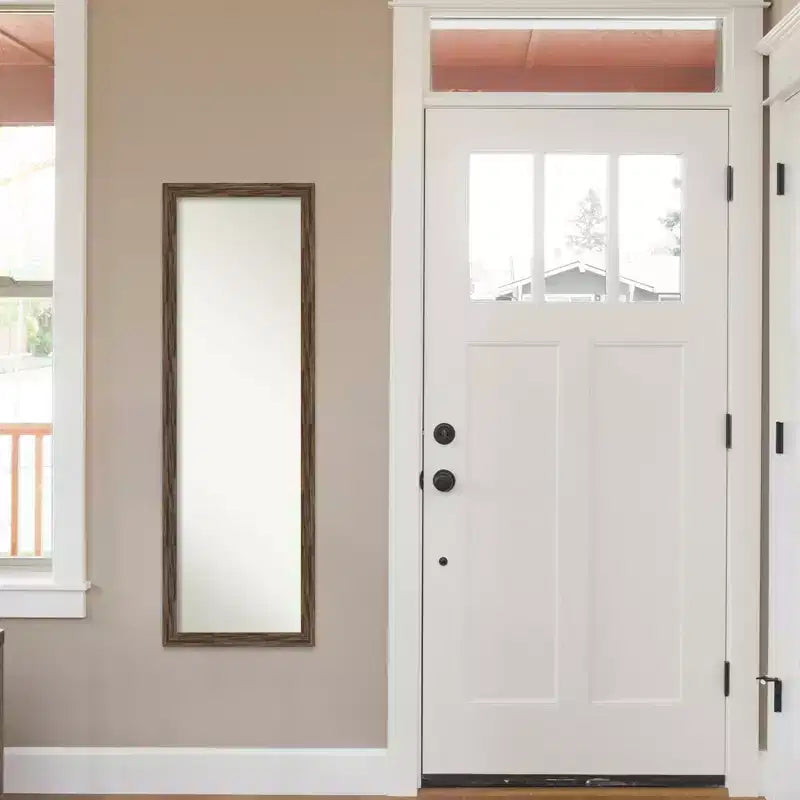 Specchio a figura intera stretto con cornice, 17" x 51", marrone chiaro - : Montaggio a porta/parete, cornice in legno