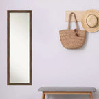 Specchio a figura intera stretto con cornice, 17" x 51", marrone chiaro - : Montaggio a porta/parete, cornice in legno