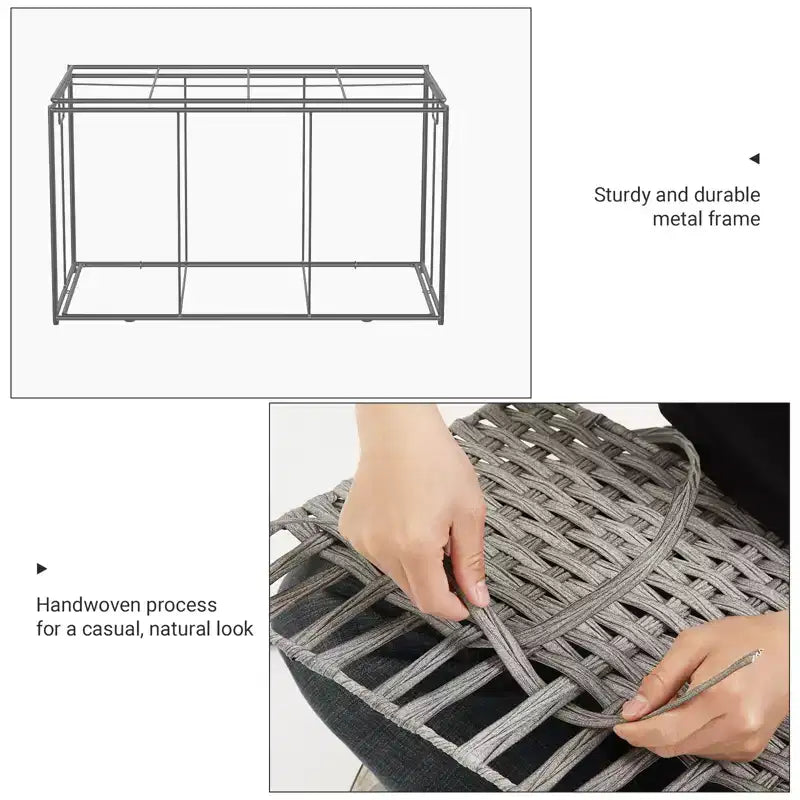 Cesto Portaoggetti con Coperchio, Cesto Portaoggetti da 160L (42.3 Gallon), Cesto Portaoggetti in Tessuto con Manici, Pieghevole, Fodera Rimovibile, Struttura in Metallo