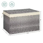 Cesto Portaoggetti con Coperchio, Cesto Portaoggetti da 160L (42.3 Gallon), Cesto Portaoggetti in Tessuto con Manici, Pieghevole, Fodera Rimovibile, Struttura in Metallo