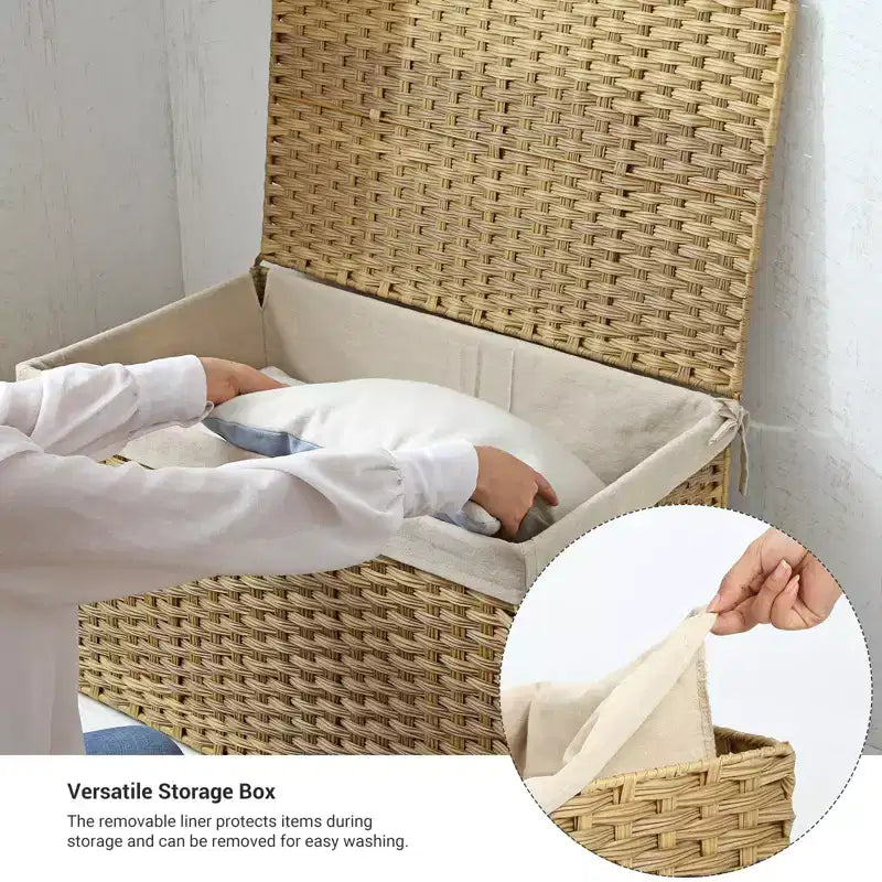 Cesto Portaoggetti con Coperchio, Cesto Portaoggetti da 160L (42.3 Gallon), Cesto Portaoggetti in Tessuto con Manici, Pieghevole, Fodera Rimovibile, Struttura in Metallo