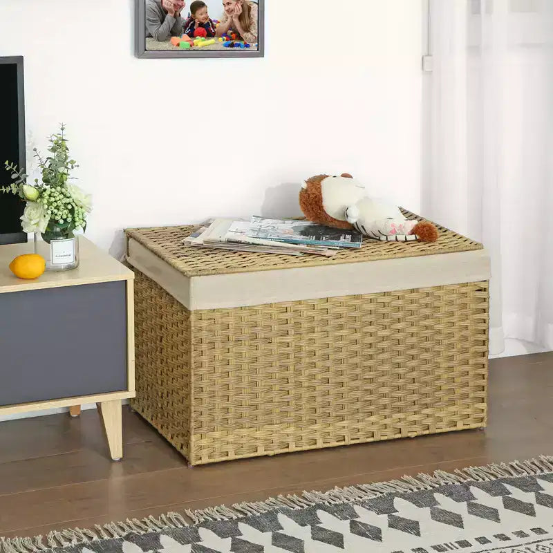 Cesto Portaoggetti con Coperchio, Cesto Portaoggetti da 160L (42.3 Gallon), Cesto Portaoggetti in Tessuto con Manici, Pieghevole, Fodera Rimovibile, Struttura in Metallo
