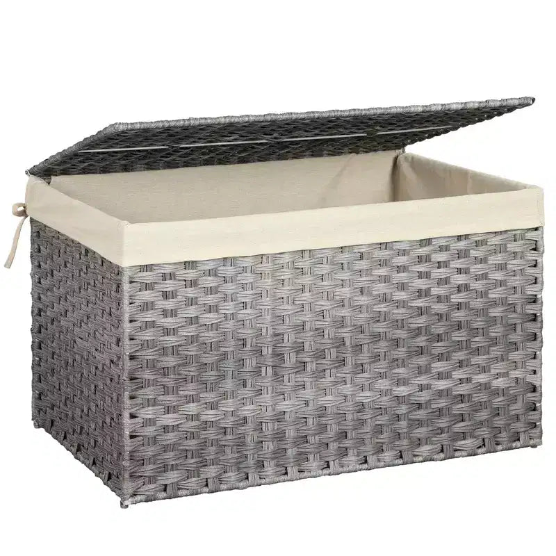Cesto Portaoggetti con Coperchio, Cesto Portaoggetti da 160L (42.3 Gallon), Cesto Portaoggetti in Tessuto con Manici, Pieghevole, Fodera Rimovibile, Struttura in Metallo