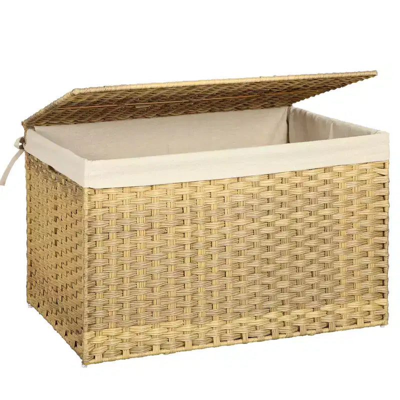 Cesto Portaoggetti con Coperchio, Cesto Portaoggetti da 160L (42.3 Gallon), Cesto Portaoggetti in Tessuto con Manici, Pieghevole, Fodera Rimovibile, Struttura in Metallo