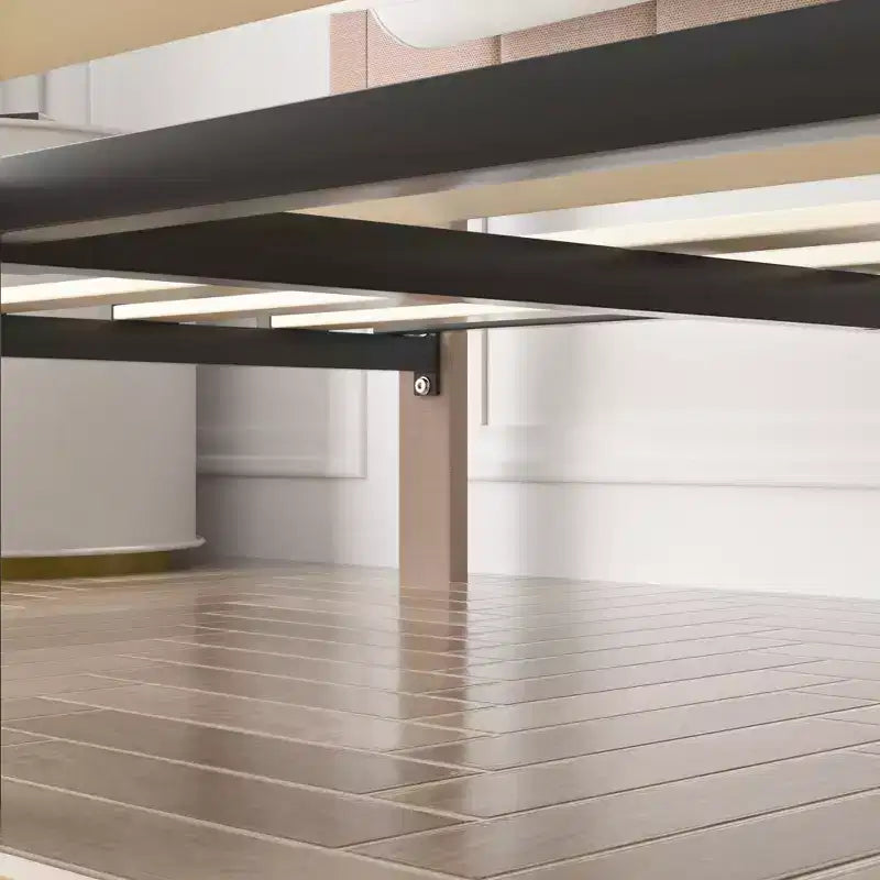 Struttura Letto Queen/Full con Cassetti Contenitori e Porte di Ricarica, Base Letto Imbottita con Testiera Regolabile, Beige