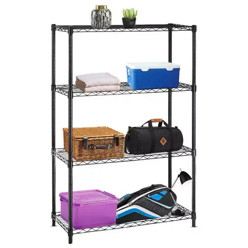4-Tier Steel Wire Shelving Unit Storage Shelves with Wide-Span Shelves Perfect for Home Office or Commercial Use