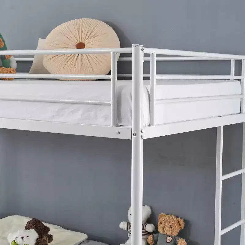 Letto a Castello Nero con Letto Estraibile, Struttura in Metallo Resistente con Sponde di Sicurezza e Scalette Laterali