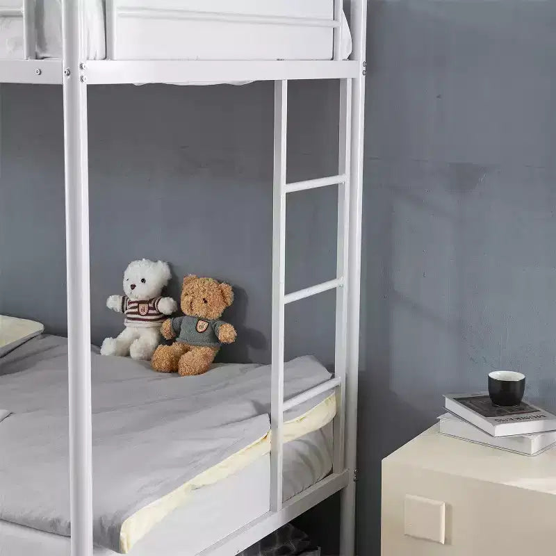 Letto a Castello Nero con Letto Estraibile, Struttura in Metallo Resistente con Sponde di Sicurezza e Scalette Laterali