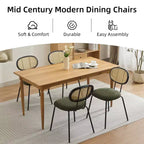 Set di 2 sedie da pranzo, sedie da sala da pranzo moderne imbottite in velluto con schienale in rattan e robuste gambe in metallo