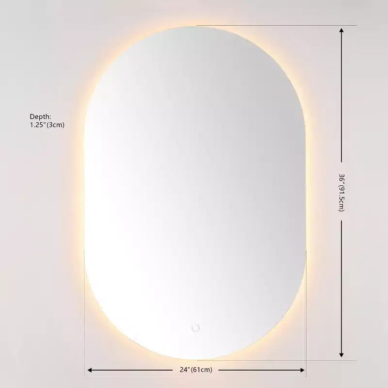 Specchio Ovale a LED in Alluminio da 24" - LMR1007 - Bianco