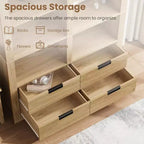 Libreria alta 183 cm con scomparti, Scaffale stile rustico, Libreria con 4 cassetti, Scaffali autoportanti per ufficio o casa