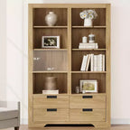 Libreria alta 183 cm con scomparti, Scaffale stile rustico, Libreria con 4 cassetti, Scaffali autoportanti per ufficio o casa
