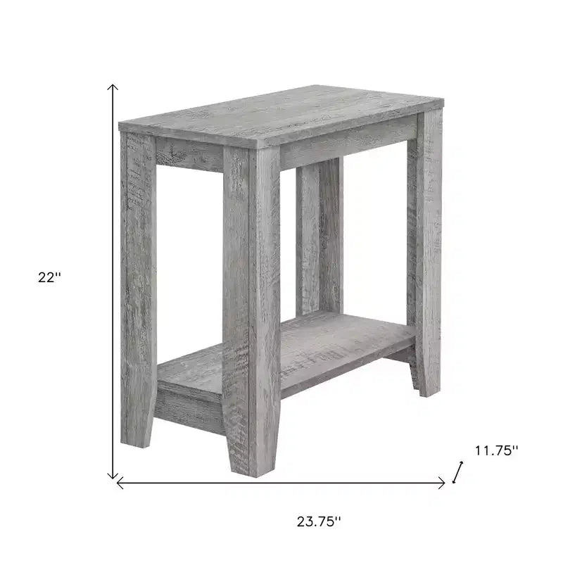 Tavolino in legno grigio con ripiano - 22"