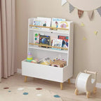 Libreria per bambini, Porta libri e riviste, Organizer per libri, Organizer mobiletto portaoggetti, Bianco