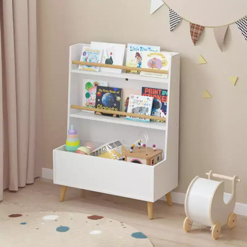 Libreria per bambini, Porta libri e riviste, Organizer per libri, Organizer mobiletto portaoggetti, Bianco