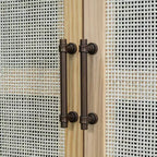 Credenza Buffet con Ante Decorative in Rattan, Mobile Contenitore per Sala da Pranzo e Soggiorno, Nero+Naturale