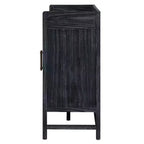 Credenza Buffet con Ante Decorative in Rattan, Mobile Contenitore per Sala da Pranzo e Soggiorno, Nero+Naturale