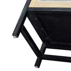 Credenza Buffet con Ante Decorative in Rattan, Mobile Contenitore per Sala da Pranzo e Soggiorno, Nero+Naturale