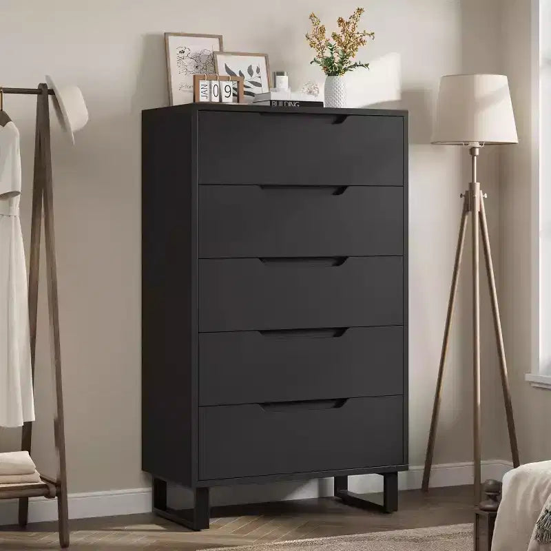 COZONY 5 Drawer Dresser for Bedroom, 50 Tall Wooden Vertical Chest, Freestanding Storage Cabinet for Living Room, Hallway, Entryway