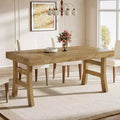 Lantine 63Dining Table for 4-6 People, Rectangular Large Kitchen Dinner Eating Table with Sturdy Legs for Kitchen, Dining Room, Light Brown