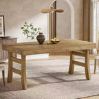 Tavolo da pranzo per 4-6 persone, grande tavolo da cucina rettangolare con gambe robuste per cucina, sala da pranzo, marrone chiaro