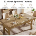 Tavolo da pranzo per 4-6 persone, grande tavolo da cucina rettangolare con gambe robuste per cucina, sala da pranzo, marrone chiaro