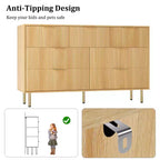 Cassettiera a 7 cassetti per camera da letto, Comodino in legno da 120 cm con maniglie in metallo, Cassettiera scanalata, Mobile TV per soggiorno