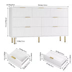 Cassettiera a 7 cassetti per camera da letto, Comodino in legno da 120 cm con maniglie in metallo, Cassettiera scanalata, Mobile TV per soggiorno