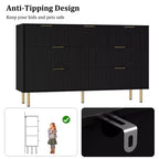 Cassettiera a 7 cassetti per camera da letto, Comodino in legno da 120 cm con maniglie in metallo, Cassettiera scanalata, Mobile TV per soggiorno