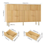 Cassettiera a 7 cassetti per camera da letto, Comodino in legno da 120 cm con maniglie in metallo, Cassettiera scanalata, Mobile TV per soggiorno