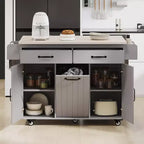 Isola da cucina con contenitore per la spazzatura, anta a ribalta, portaspezie, ripiano regolabile, carrello da cucina con ruote