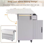 Isola da cucina con contenitore per la spazzatura, anta a ribalta, portaspezie, ripiano regolabile, carrello da cucina con ruote