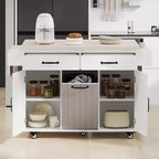 Isola da cucina con contenitore per la spazzatura, anta a ribalta, portaspezie, ripiano regolabile, carrello da cucina con ruote