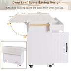 Isola da cucina con contenitore per la spazzatura, anta a ribalta, portaspezie, ripiano regolabile, carrello da cucina con ruote