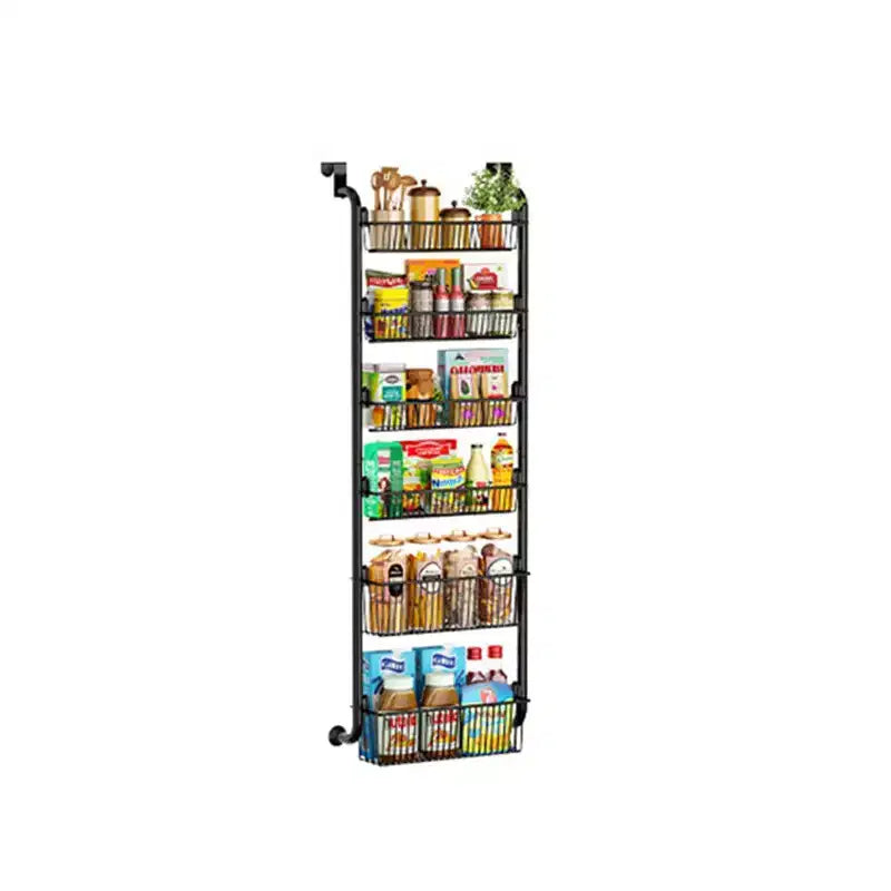Organizzatore da Appendere alla Porta, Portaoggetti da Dispensa in Metallo a 6 Livelli, Organizer Sospeso per Porta con Cesti Regolabili per Cucina di Casa Lavanderia