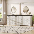 Cassettiera per Camera da Letto con 9 Cassetti, Comò Vintage Largo 119 cm con Maniglie in Metallo e Texture Naturale, Cassettiera in Legno per Soggiorno, Ingresso