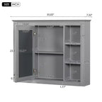 Armadietto a specchio da bagno 35 x 27.5 con 6 ripiani aperti, mobiletto pensile (senza mobiletto sottolavabo)