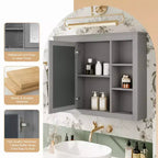 Armadietto a specchio da bagno 35 x 27.5 con 6 ripiani aperti, mobiletto pensile (senza mobiletto sottolavabo)