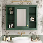 Armadietto a specchio da bagno 35 x 27.5 con 6 ripiani aperti, mobiletto pensile (senza mobiletto sottolavabo)