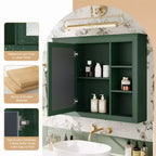 Armadietto a specchio da bagno 35 x 27.5 con 6 ripiani aperti, mobiletto pensile (senza mobiletto sottolavabo)