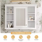 Armadietto a specchio da bagno 35 x 27.5 con 6 ripiani aperti, mobiletto pensile (senza mobiletto sottolavabo)