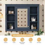 Armadietto a specchio da bagno 35 x 27.5 con 6 ripiani aperti, mobiletto pensile (senza mobiletto sottolavabo)