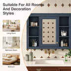 Armadietto a specchio da bagno 35 x 27.5 con 6 ripiani aperti, mobiletto pensile (senza mobiletto sottolavabo)