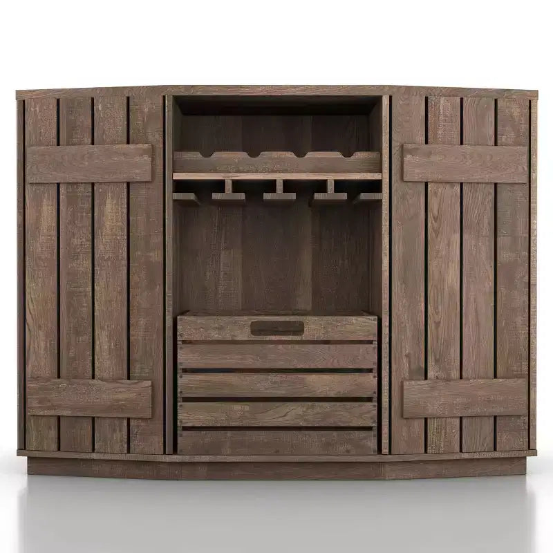 HOMES: Inside + Out Candy Plank Inspired Dining Buffet with Removable Crate Reclaimed Oak: Kitchen Storage, Stemware Rack