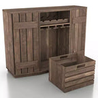 Credenza da Pranzo Ispirata al Candy Plank con Cassetta Rimovibile in Rovere Recuperato: Contenitore da Cucina, Porta Bicchieri
