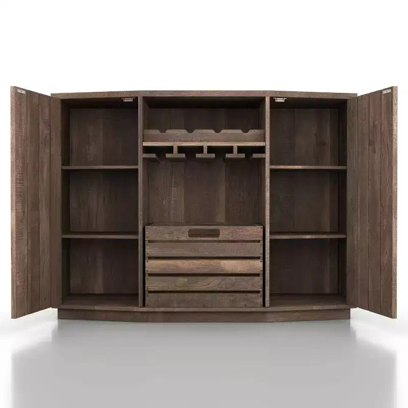Credenza da Pranzo Ispirata al Candy Plank con Cassetta Rimovibile in Rovere Recuperato: Contenitore da Cucina, Porta Bicchieri