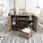 Credenza da Pranzo Ispirata al Candy Plank con Cassetta Rimovibile in Rovere Recuperato: Contenitore da Cucina, Porta Bicchieri