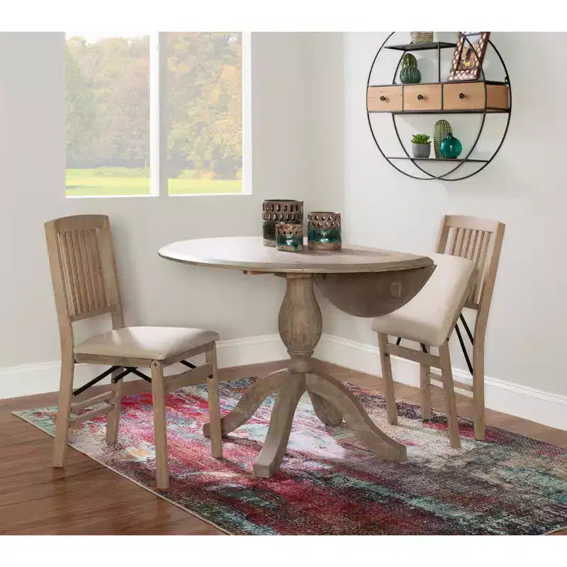 Tavoli da Pranzo Tradizionali Torino Marrone Rustico - : Legno Massello, 4 Posti, 42" Diametro